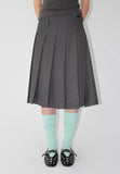 BUTTON PLEATS MIDI SKIRT