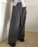 Kippen Nylon Two-Way Back Banding Cargo Long Wide Jogger Pants