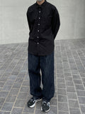 Raw denim indigo - one-tuck balloon denim