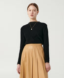 Fox Leather Long Pleated Skirt