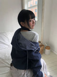 Inf Check Color Matching Two-Way Hood Zip-Up