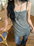 Shuto Vintage Flower Color Matching Layered Long Sleeveless