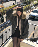 Trisher Raccoon Fur Cut-Out Padded Jumper