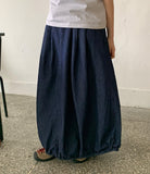 Yeco Banding Balloon Denim Long Skirt