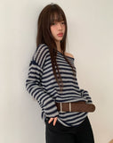 Mui Stripe Round Neck Loose Fit Knit