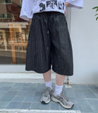 [unisex] Rimmo Snap Stripe Denim Bermuda Pants