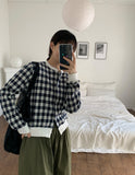 Coco Round Check Crop Cardigan