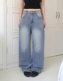 Rudian Back Banding Wide Denim Pants