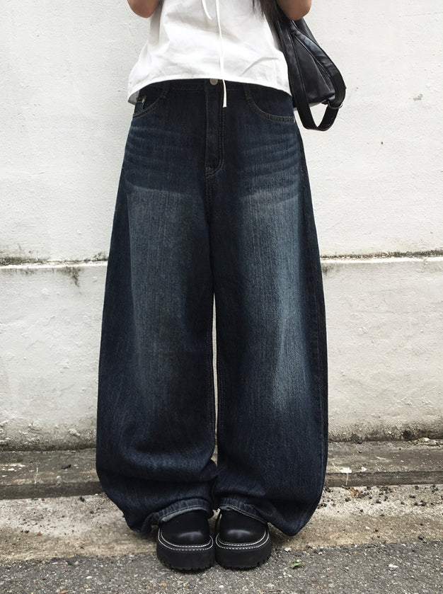 【Anyone more】Rickle Summer Wide Denim Washing Pants Anyone more (エニワンモア) -リックルサマーワイドデニム