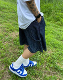 Linen bermuda over roop denim pants