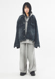 Crack washed over denim jacket
