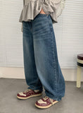 Monpa Curved Denim Balloon Wide Pants