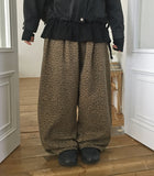 [BAONHAUS] Tsutaki Leopard String Wide Banding Pants