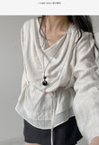 Drape Color Matching Loose Fit Blouse