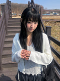 Auburn Punching Pendant Hood Knit Cardigan