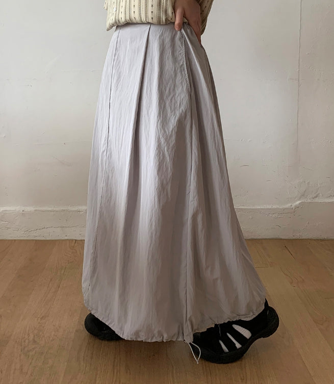 【BAON】Hesid Summer Banding Nylon Long Skirt BAON (バオン) - ヘシドサマーバンディングナイロンロング