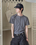 Central Zipper Raglan Short Sleeve T-shirt