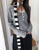 Tomin Stripe Color Matching Knit Muffler
