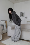 High-neck cut-off hood zip-up