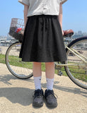 [BAONHAUS] Comne Banding Color Matching Dot Midi Skirt