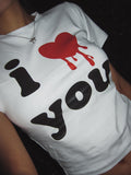 Love You Printed Crop Short Sleeve