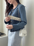 Saleh Color Matching Tweed Short Jacket