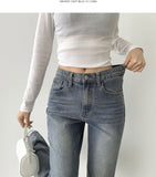 Span Relaxed Loose Long Bootcut Banding Denim Pants