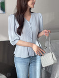 Lua V-neck Peplum Three Quarter Blouse