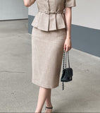 Renne Peplum Jacket (Belt Set)