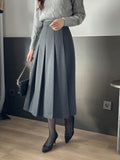 Milka Wool Brushed Pleats Long Skirt