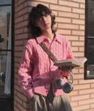 Molded Cable Collar Cardigan
