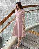 Berlin Notch Square-Neck Short Sleeve Tweed Flare One Piece