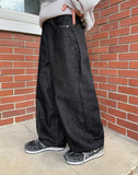 Lilgo Non-Fade Raw Denim Adjust Wide Pants