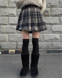 Alice Wool Check Pleated Skirt