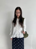 Lancer Round Collar Frill Blouse
