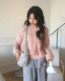 Pcong Bokashi Knit Fur Mini Shoulder Crossbody Bag