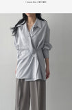 Quarter Two-Way Wrap Long Blouse