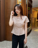 Denlua Double Button Jacket Blouse