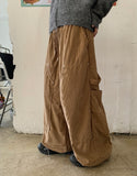 [unisex] Lanlan banding string corduroy carpender pants