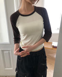 Senil Raglan Color Matching Three-Quarter T-shirt