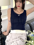 Meritz Ribbon String Hole Shirring Sleeveless