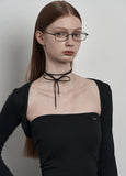 [mnem] draped suede wrap choker