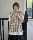 [unisex] Naboli Summer Check Hood Zip-up Vest