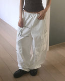 [Cool/Non-Fade] Senba String Wide Denim Cargo Pants