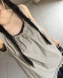 Limit string frill sleeveless mini one piece