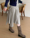 Gabet folding pile unbalance flare banding midi skirt