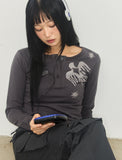 PIECE BIRD Henley Neck Long Sleeve T-Shirt
