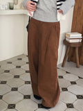 Beeton Back Banding Pintuck Corduroy Long Wide Pants