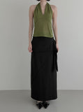 Scar Drape Layered Wrap Long Skirt