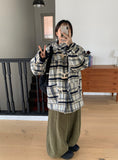 [unisex] Donico Check Duffel Quilted Hood Half Coat
